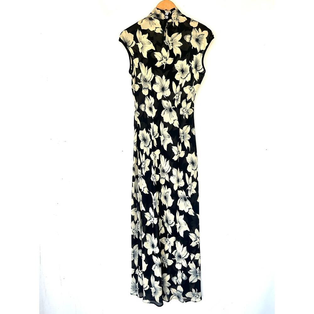 Vintage Y2K 90s Sheer Mesh Asian Floral Maxi Dress Vivienne Tam 8 Column - Picture 3 of 9